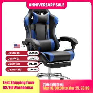 JHK Ergonomic Racing Gaming Chair Adjustable Swivel PU Leather with Headrest and Lumbar Support For Office Computer Living Room