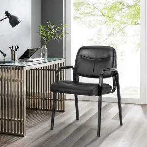 JHK Pu Leather Office Waiting Room Guest Chair Metal Frame Sponge Cushion Conference Room Lobby Table Chairs For Furniture